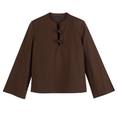 Camicia , Popeline di cotone - Cioccolato