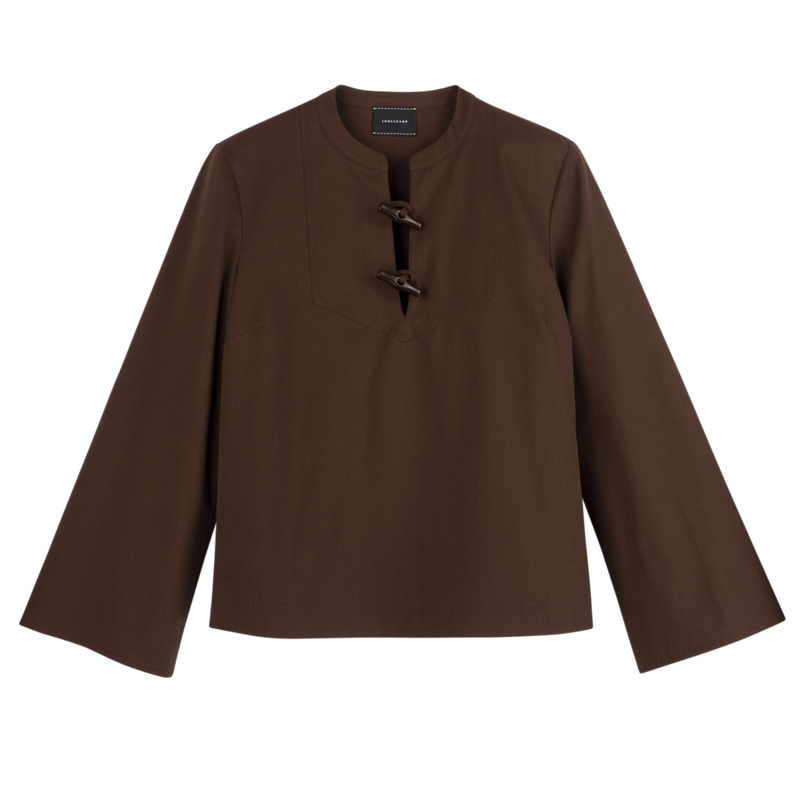 Camicia , Popeline di cotone - Cioccolato  - View 1 of  5