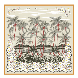Foulard di seta 90 Fiori hawaiani , Seta - Albicocca