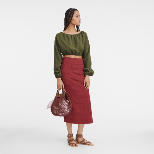 Sac filet L Le Pliage Filet Toile Acajou Longchamp CA