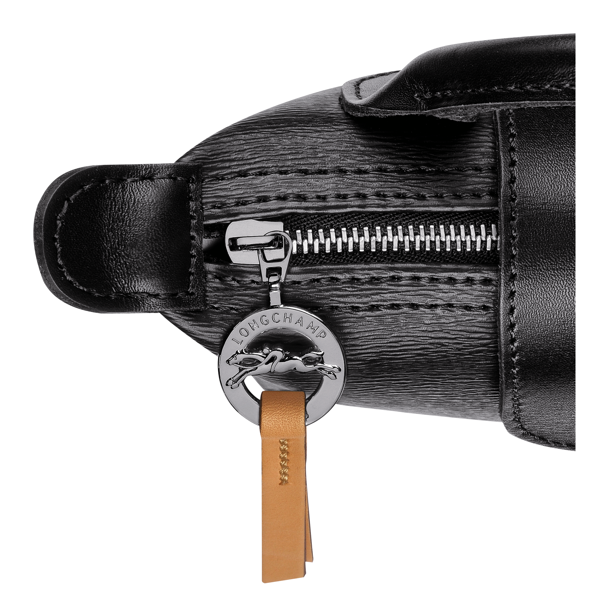Le Pliage City Pochette mit Henkel, Schwarz
