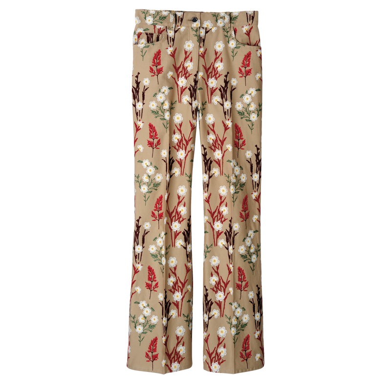 Pantalón bordado , Gabardina - Avena  - Vista 1 de 3