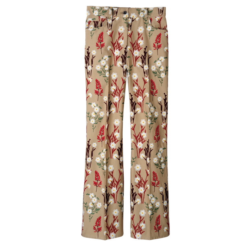 Embroidered trousers , Oat - Gabardine  - View 1 of  3
