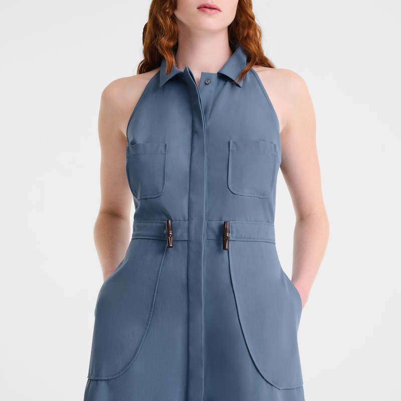 롱 드레스 , 슬레이트 - 포플린  - 4 이미지 보기 4