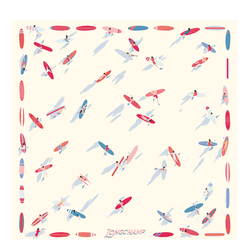 En Attendant la Vague Silk scarf 50 , Ivory - Silk