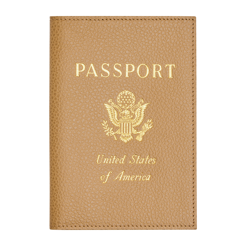 Le Foulonn&eacute; Passport cover , Biscuit - Leather  - View 1 of 3