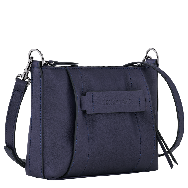 Longchamp 3D 斜背袋 S , 藍莓色 - 皮革  - 查看 3 4