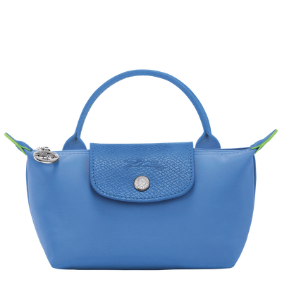 Le Pliage Green Pouch with handle, Cornflower