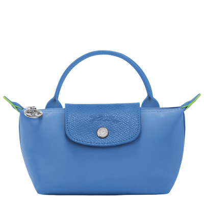 Le Pliage Green Pouch with handle, Cornflower