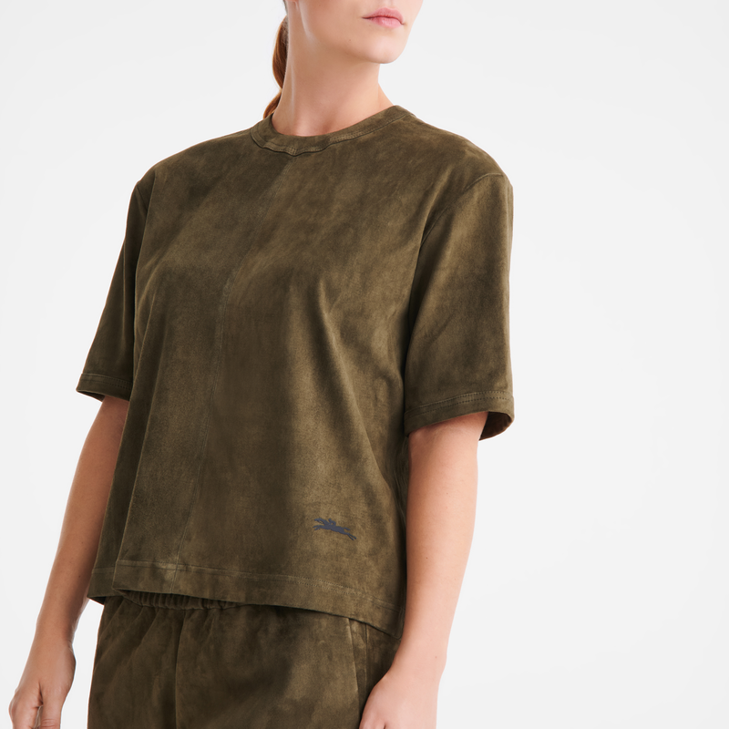 T-shirt , Leder - Khaki  - Ansicht 5 von 5