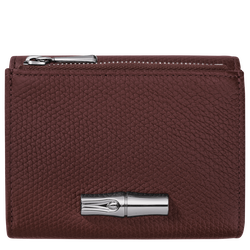 Le Roseau Compact wallet , Burgundy - Leather