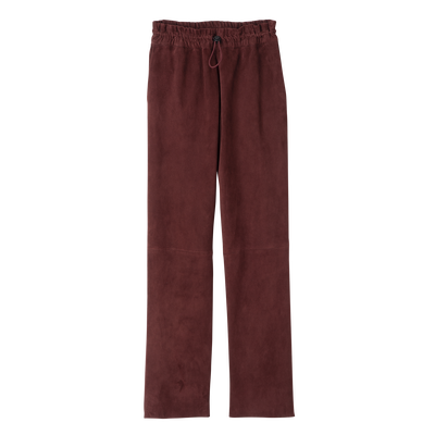Leather straight pants , Burgundy - Leather