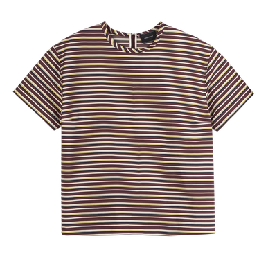 T-shirt , Burgundy - Striped poplin
