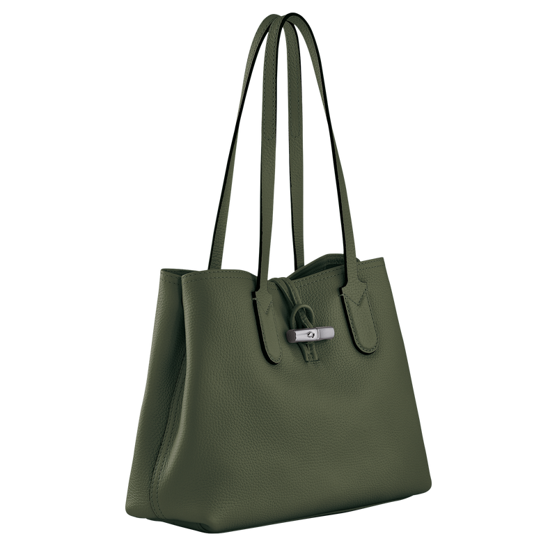 Roseau Essential M Tote bag , Khaki - Leather  - View 3 of 4