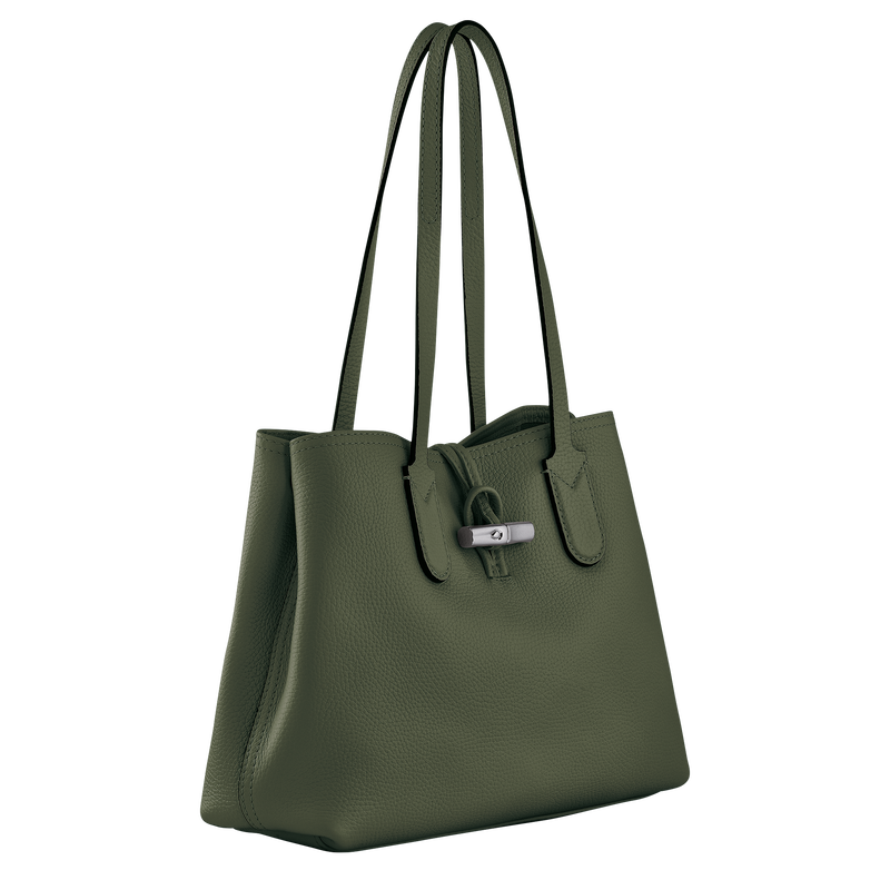 Roseau Essential M Tote bag , Khaki - Leather  - View 3 of 4
