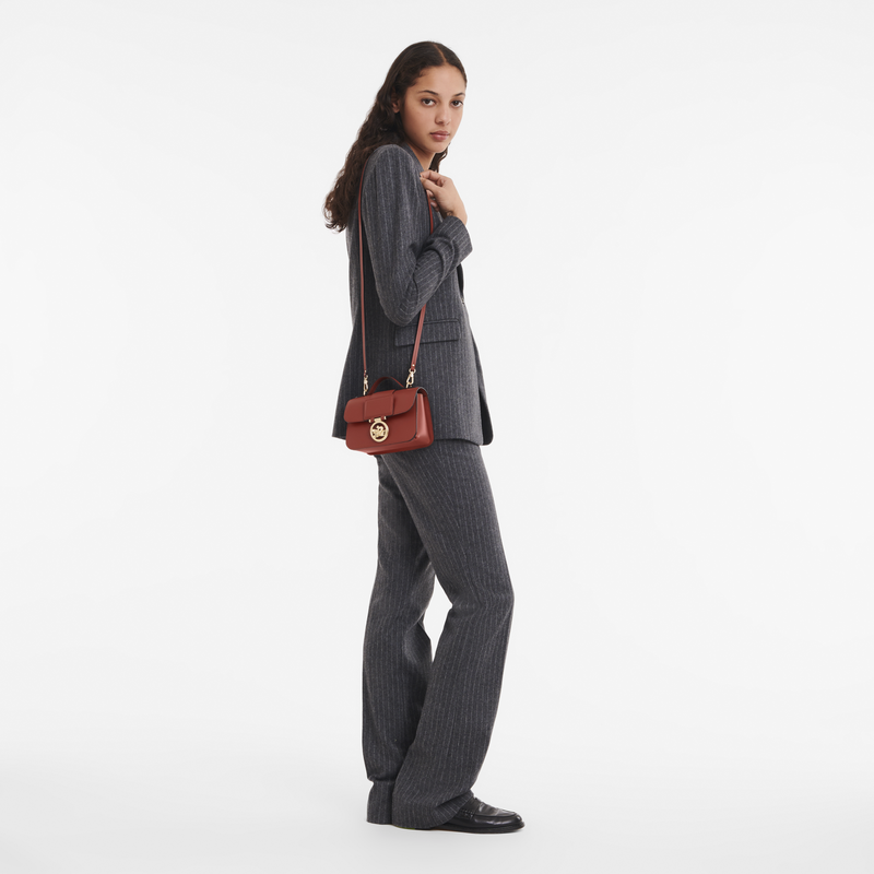 Box-Trot XS Crossbody bag , Mahogany - Leather  - View 2 of  6