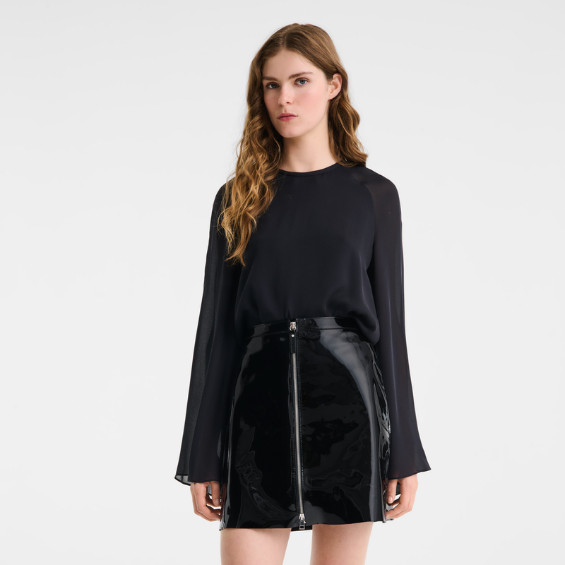 Falda , Cuero - Negro  - Vista 4 de 4