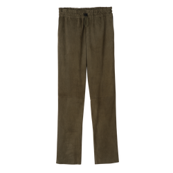 Leather straight pants , Khaki - Leather