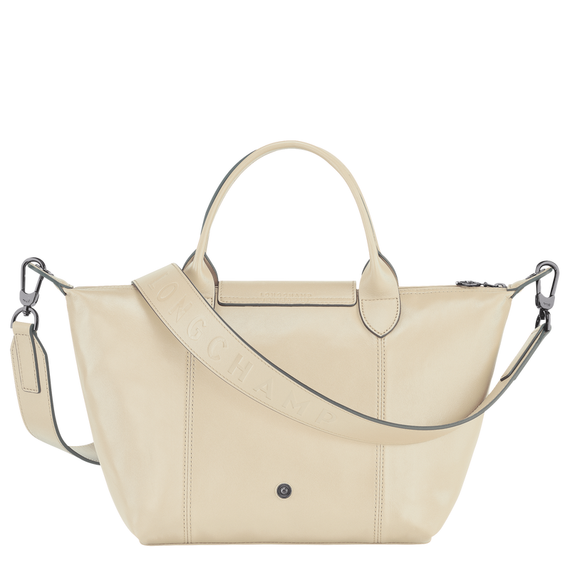 Le Pliage Cuir Top handle bag S, Ivory