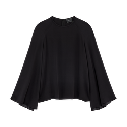 Blouse , Black - Textured crepe