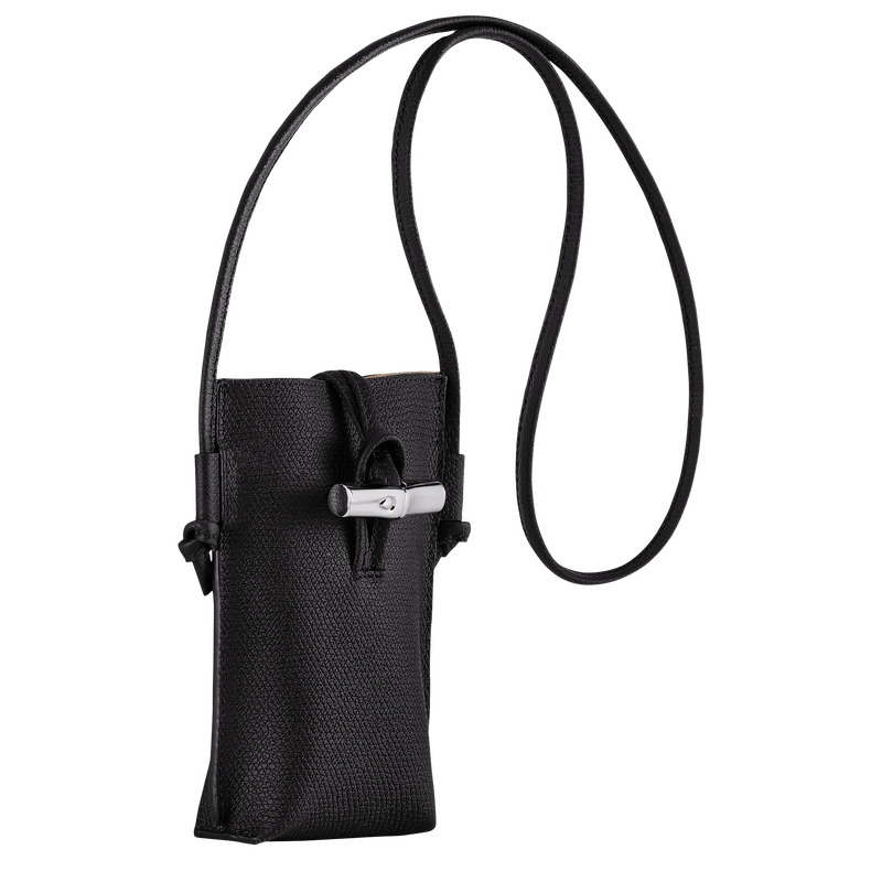 Pochette téléphone avec cordon Le Roseau , Cuir - Noir  - Vue 3 de 6