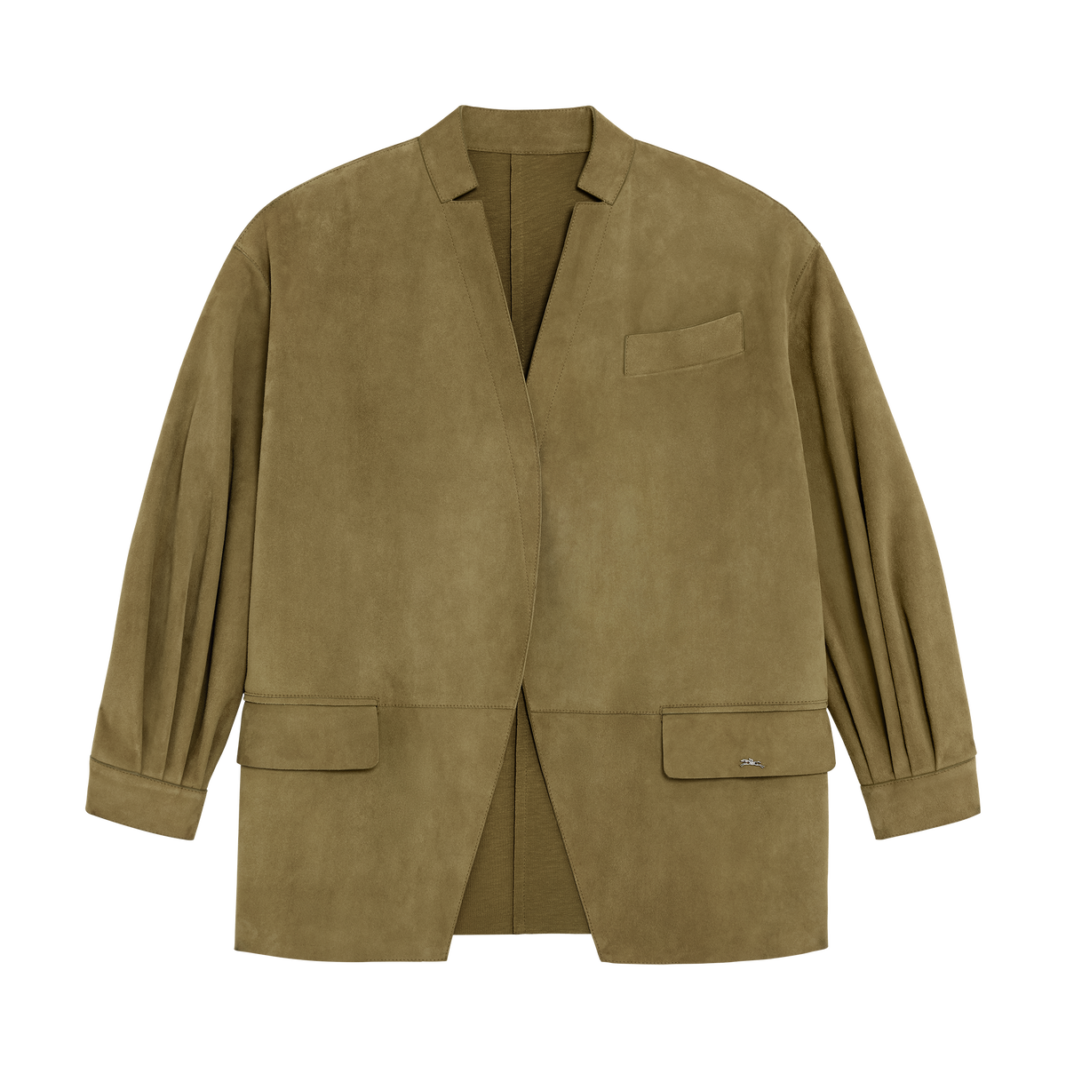 Женская куртка Longchamp Jacket Leather 60449ACU, цвет: Оливковый