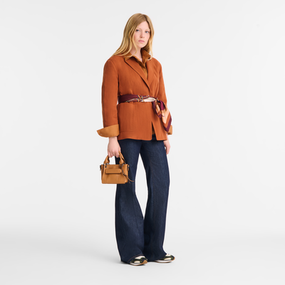 Longchamp 3D Tas met handgreep aan de bovenkant XS , Naturel - Leder