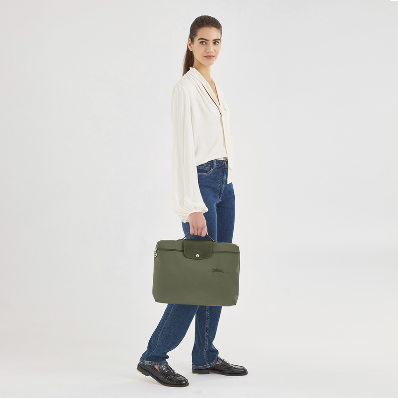 Le Pliage Green S Briefcase , Forest - Recycled canvas  - View 2 of  6