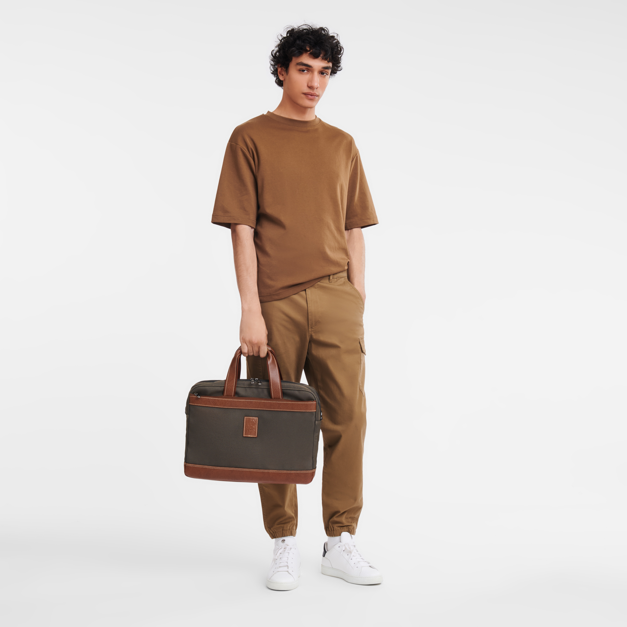Boxford L Briefcase Brown - Recycled canvas | Longchamp RO Boxford L Briefcase Brown - Recycled canvas | Longchamp RO