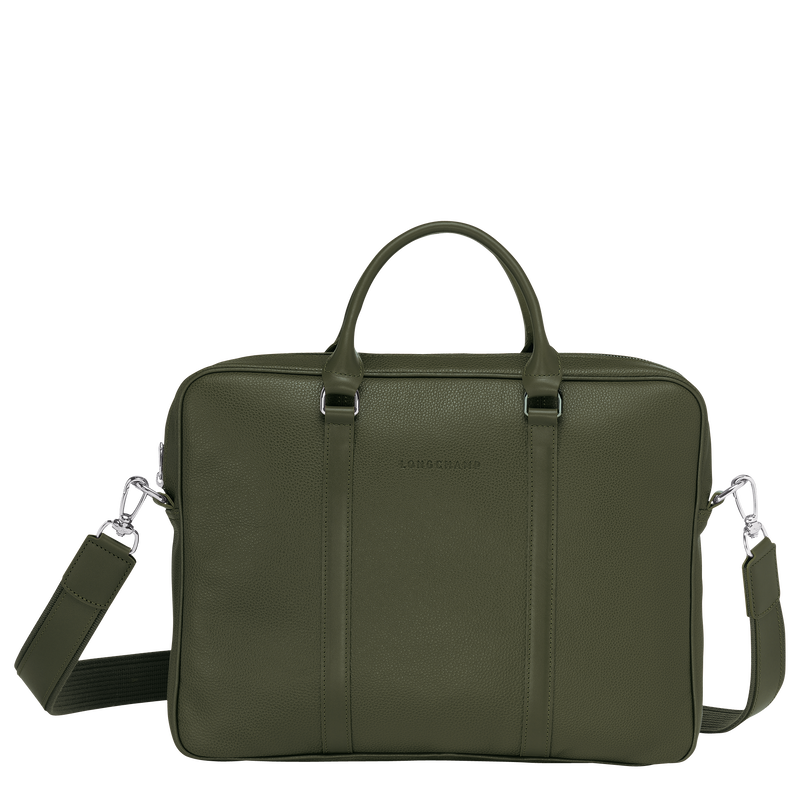 Le Foulonné XS Briefcase , Khaki - Leather  - View 1 of  4
