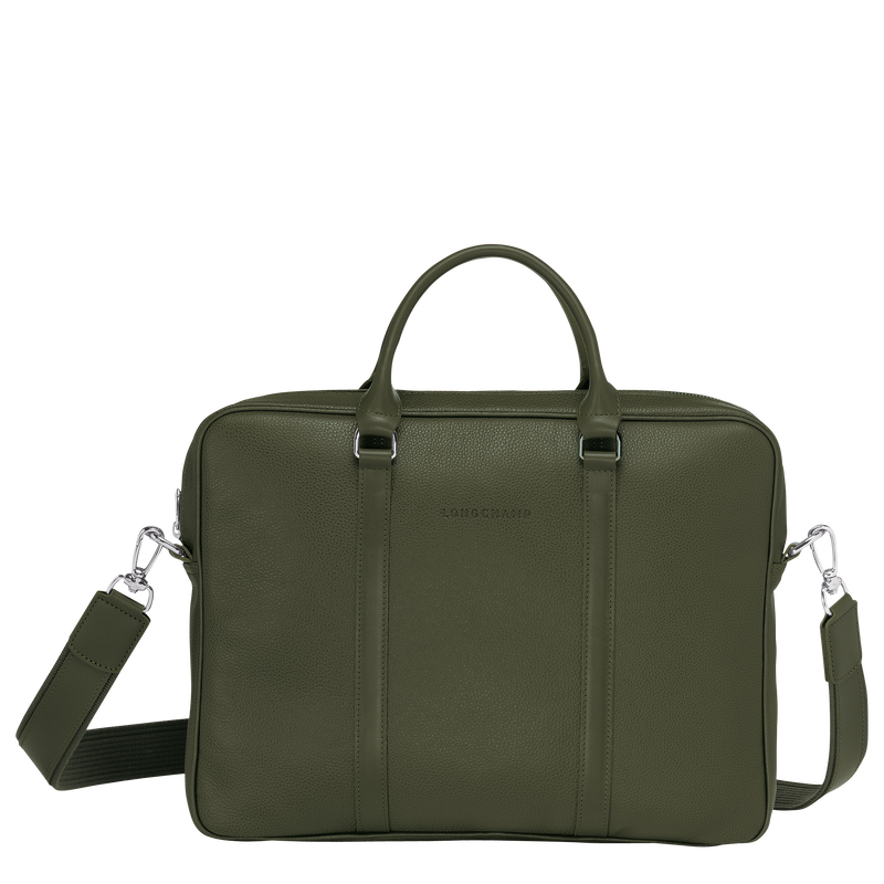 Le Foulonné XS Briefcase , Khaki - Leather  - View 1 of 4