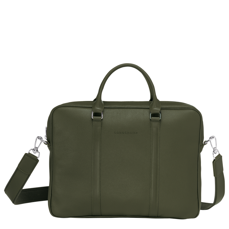 Le Foulonné XS Briefcase , Khaki - Leather  - View 1 of  4
