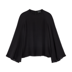 Blouse , Black - Textured crepe