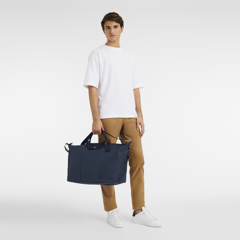 Longchamp 'Le Pliage' Overnighter in Navy