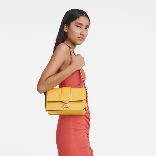 Box-Trot M Crossbody bag , Apricot - Leather - View 6 of  6