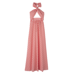 Long dress , Blush - Vichy jacquard
