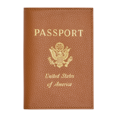 Le Foulonn&eacute; Passport cover , Caramel - Leather