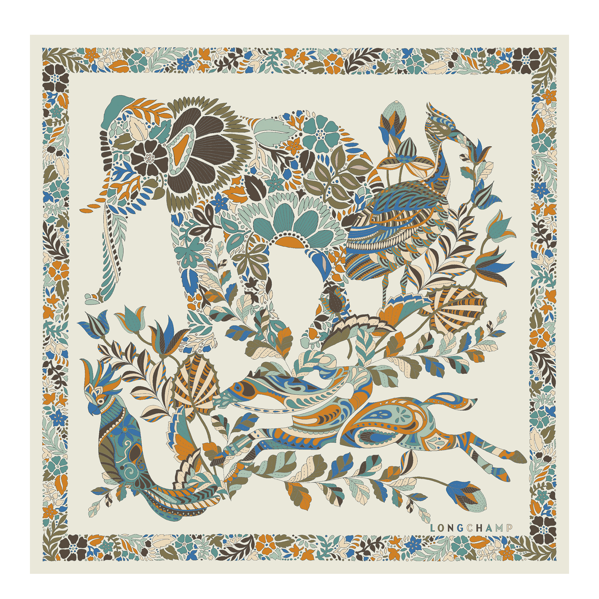 For&ecirc;t Longchamp Foulard di seta 50,  Carta