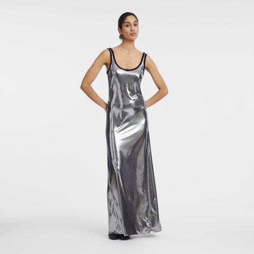 Langes Kleid , Jersey - Metallgrau - Ansicht 2 von 3