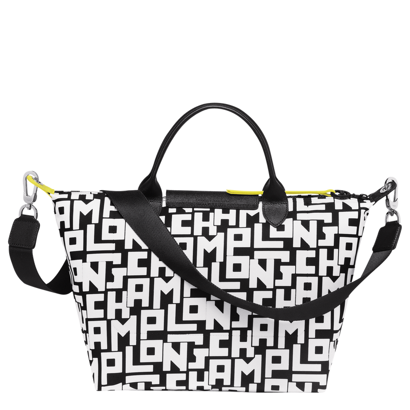 Le Pliage LGP L Handbag , Black/White - Canvas  - View 4 of  4