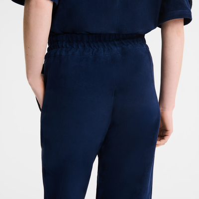 null Leather straight pants, Navy