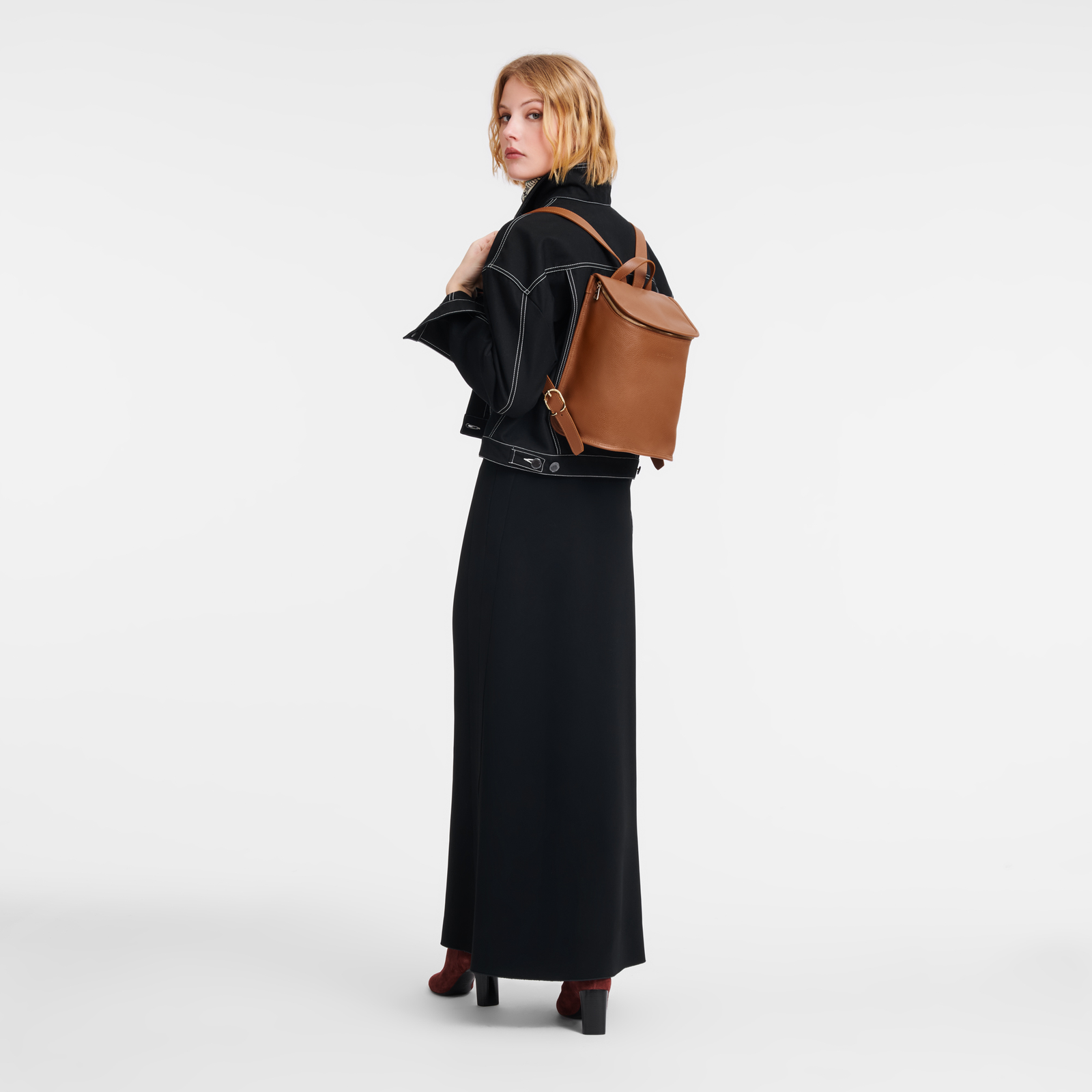 Le Foulonn Backpack Caramel Leather Longchamp US