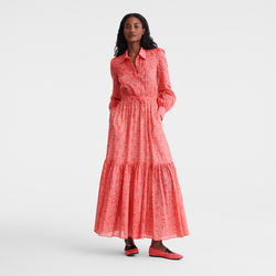 Long dress , Tomato - Printed veil