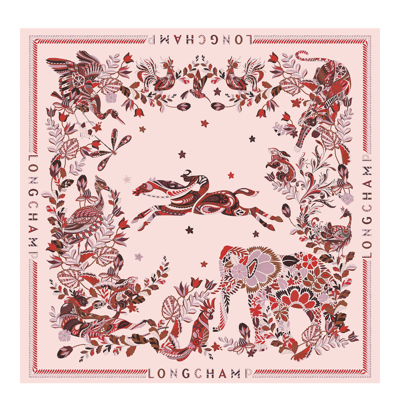 롱샴 포레스트 실크 스카프 90 , 에보니 - 실크  - 1 이미지 보기 2