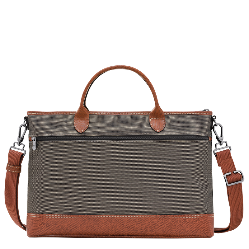 Boxford S Briefcase , Brown - Recycled canvas  - View 3 of  4