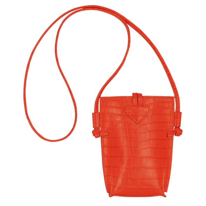 Roseau Croco Phone case with lace, Orange