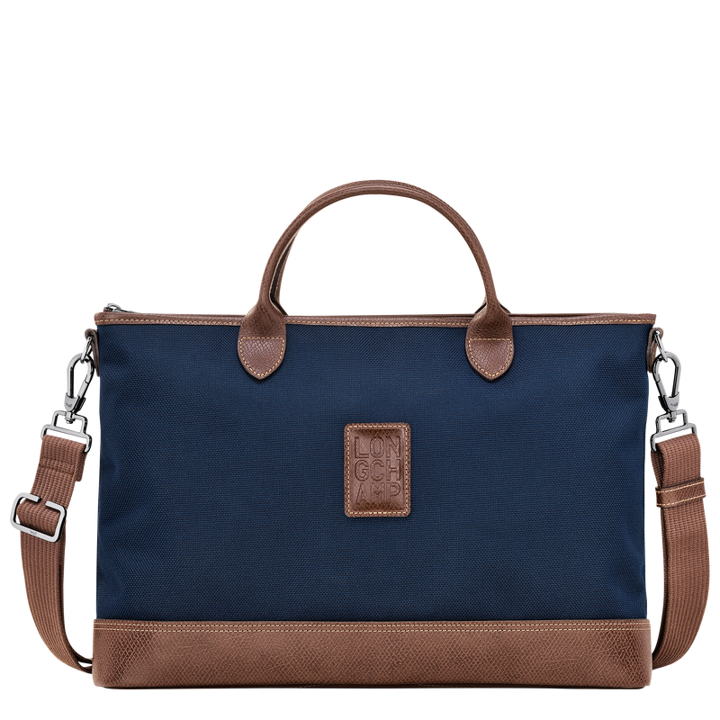 Boxford S Briefcase Blue - Recycled canvas | Longchamp US