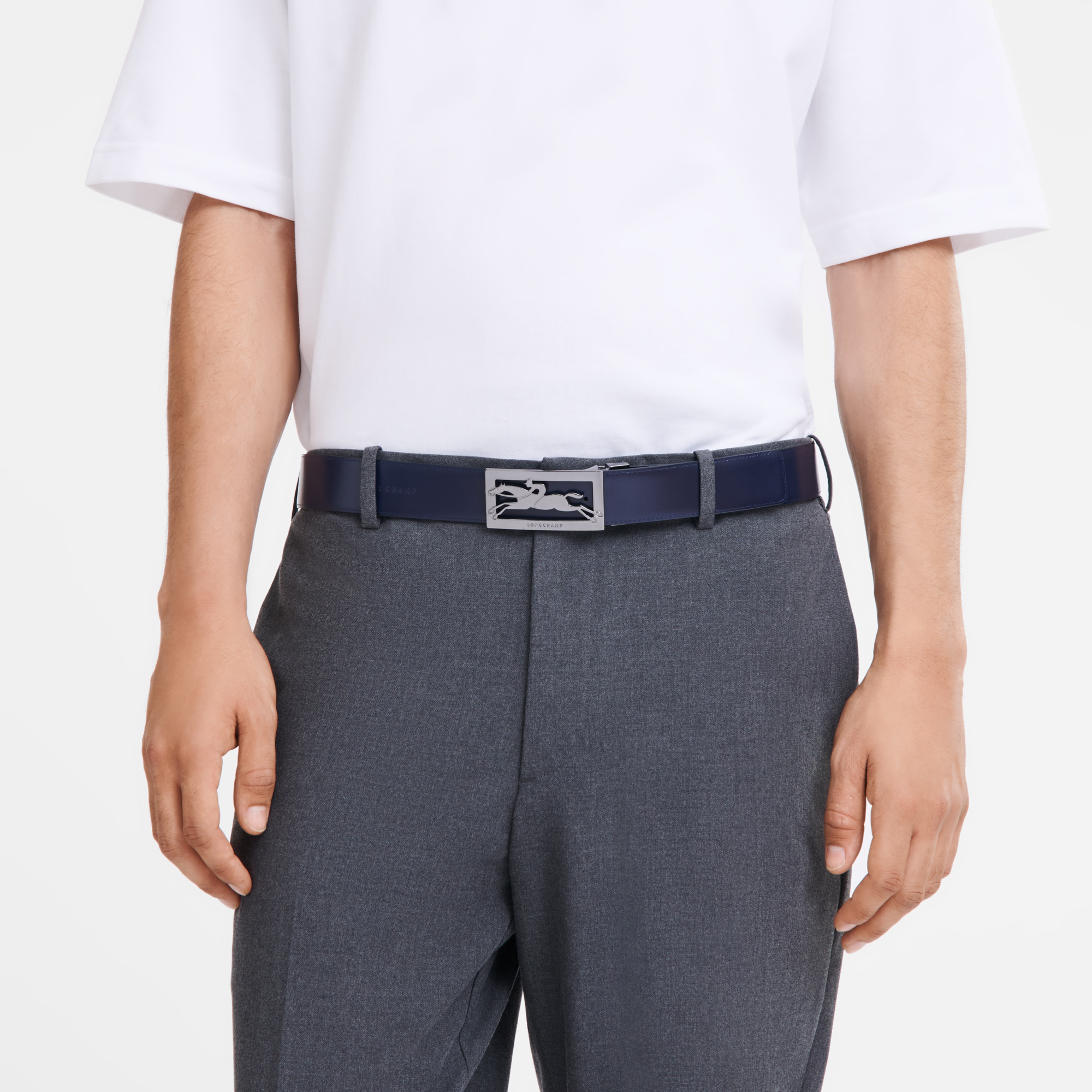 Delta Box Men's belt, Black/Navy