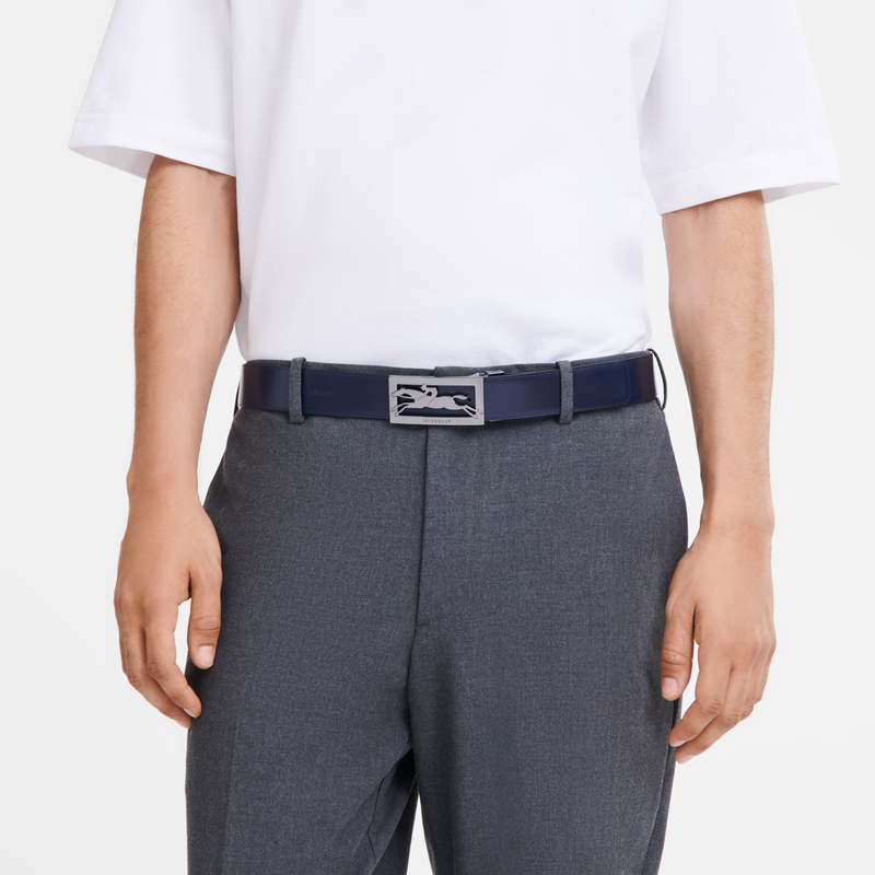Delta Box Men's belt , Black/Navy - Leather  - View 5 of  5
