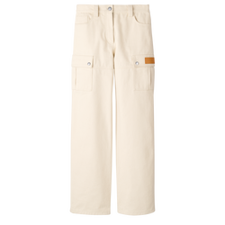 Trousers , Ecru - Cotton gabardine